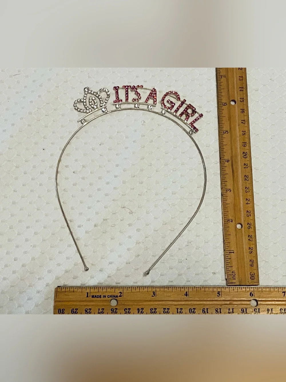 'It's a Girl' Pink Rhinestone Headband, Excellent Condition